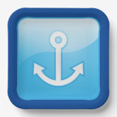 Nautisch blauw ankerpictogram Modern Maritime Papieren Bordje (Voorkant)
