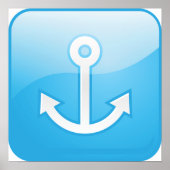 Nautisch blauw ankerpictogram Modern Maritime Poster (Voorkant)