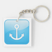 Nautisch blauw ankerpictogram Modern Maritime Sleutelhanger (Achterkant)