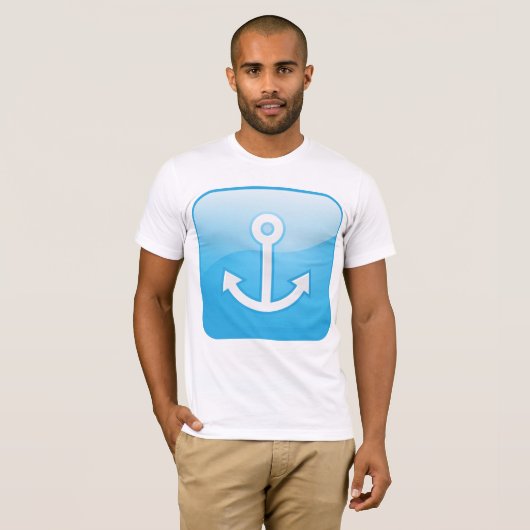 Nautisch blauw ankerpictogram Modern Maritime T-shirt (Voorkant volledig)