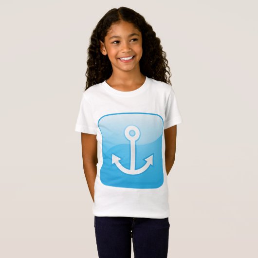 Nautisch blauw ankerpictogram Modern Maritime T-shirt (Voorkant volledig)