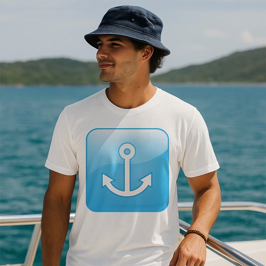 Nautisch blauw ankerpictogram Modern Maritime T-shirt