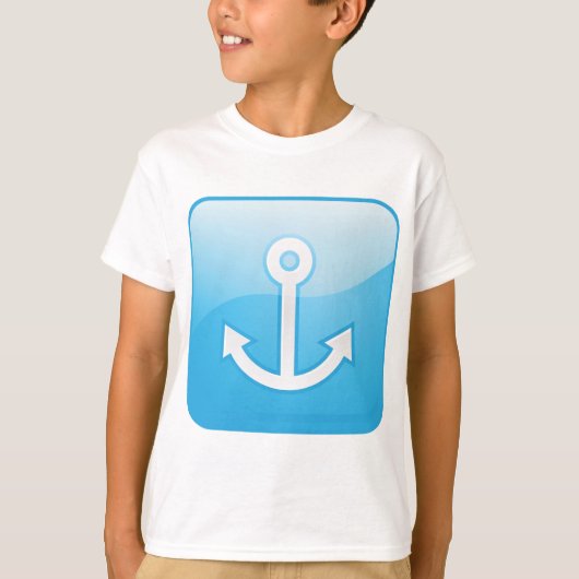 Nautisch blauw ankerpictogram Modern Maritime T-shirt (Voorkant)