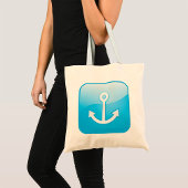 Nautisch blauw ankerpictogram Modern Maritime Tote Bag