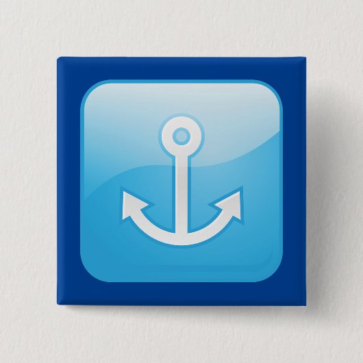 Nautisch blauw ankerpictogram Modern Maritime Vierkante Button 5,1 Cm (Voorkant)