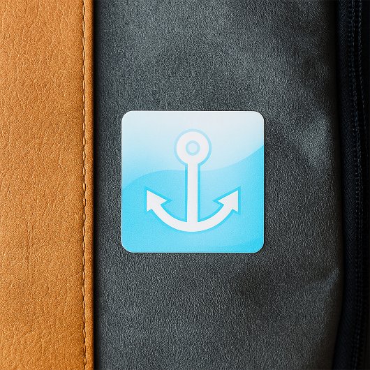 Nautisch blauw ankerpictogram Modern Maritime Vierkante Sticker
