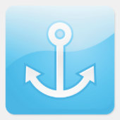 Nautisch blauw ankerpictogram Modern Maritime Vierkante Sticker (Voorkant)