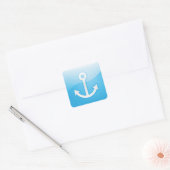 Nautisch blauw ankerpictogram Modern Maritime Vierkante Sticker (Envelop)