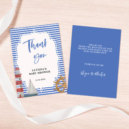 Nautisch Blauw Baby shower Bedankkaart