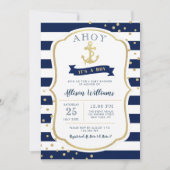 nautisch blauw baby shower kaart (Voorkant)