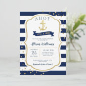 nautisch blauw baby shower kaart (Staand voorkant)