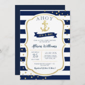 nautisch blauw baby shower kaart (Voorkant / Achterkant)