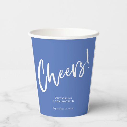 Nautisch Blauw Baby shower Papieren bekers (Achterkant)