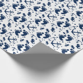 Nautisch blauw babyjongetpatroon cadeaupapier (Hoek)