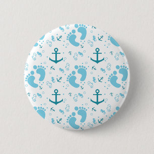 Nautisch blauw babyjongetpatroon ronde button 5,7 cm