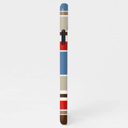 Nautisch Blauw Beige Bruin Donkerrood Wit Strepen iPhone Hoesje (Rechterkant)