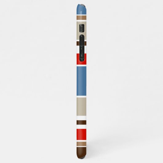 Nautisch Blauw Beige Bruin Donkerrood Wit Strepen iPhone Hoesje (Linkerkant)