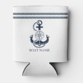 Nautisch Blauw Boot Naam Anker Blikjeskoeler (Voorkant)