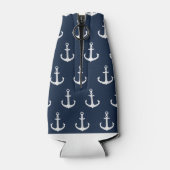 Nautisch Blauw Boot Naam Anker Flesjeskoeler (Achterkant)