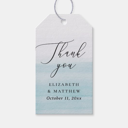 Nautisch Blauw bruiloft Dank u | elegante kust Cadeaulabel (Voorkant)