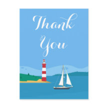 Nautisch Blauw Dank u Vuurtoren & Zeilboot
