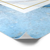 Nautisch blauw en goud agaat bruiloft welkomstbord poster (Hoek)