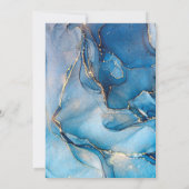 Nautisch blauw en goud agaat monogram bruiloft kaart (Achterkant)