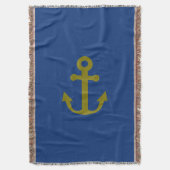 Nautisch blauw en goud anker deken (Voorkant Verticaal)
