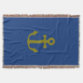Nautisch blauw en goud anker deken (Voorkant)
