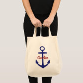 Nautisch blauw en rood Aangepast Anker Tote Bag (Voorkant (product))