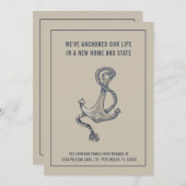 Nautisch Blauw en Taupe Anker Bewegen Aankondiging (Voorkant / Achterkant)