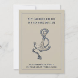 Nautisch Blauw en Taupe Anker Bewegen Aankondiging