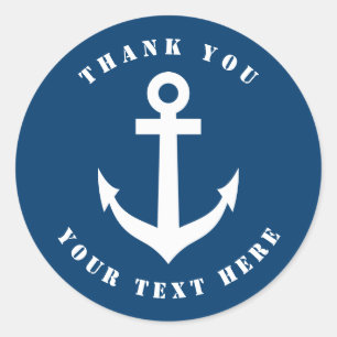 Nautisch blauw en wit anker dank u stickers