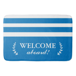 Nautisch blauw en wit Bath Mat Welcome Aboard
