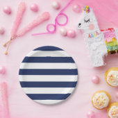Nautisch blauw en wit gestreept Bord (Feest)
