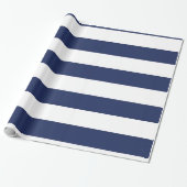 Nautisch blauw en wit gestreept omslagpapier cadeaupapier (Uitgerold)