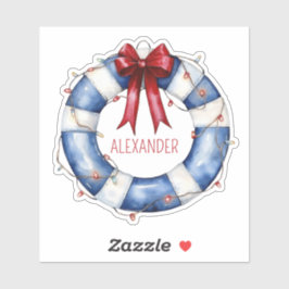 Nautisch blauw en wit levensbehoud en rode boog sticker