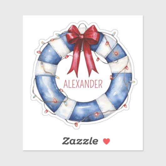 Nautisch blauw en wit levensbehoud en rode boog sticker (Vel)