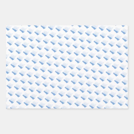 Nautisch Blauw en Wit Schip Zeilboot Inpakpapier Vel (Voorkant 3)