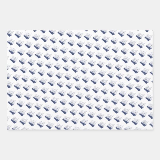 Nautisch Blauw en Wit Schip Zeilboot Inpakpapier Vel (Voorkant 3)
