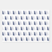 Nautisch Blauw en Wit Schip Zeilboot Inpakpapier Vel (Voorkant 2)