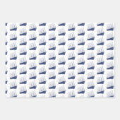 Nautisch Blauw en Wit Schip Zeilboot Inpakpapier Vel (Voorkant)