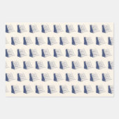 Nautisch Blauw en Wit Schip Zeilboot Inpakpapier Vel (Voorkant 2)