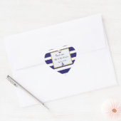 Nautisch blauw en witte bruiloft bedankt hart sticker (Envelop)