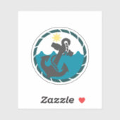 Nautisch blauw en zwart anker sticker (Vel)