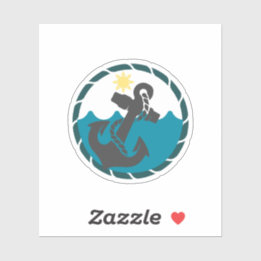 Nautisch blauw en zwart anker sticker
