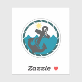 Nautisch blauw en zwart anker sticker