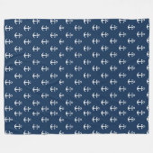 Nautisch blauw fleece deken (Voorkant (Horizontaal))
