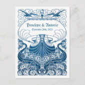  Nautisch Blauw Folie Trouwen Save the Date Aankondigingskaart (Voorkant)