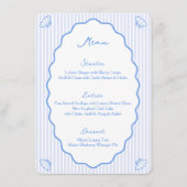 Nautisch blauw gestreept kust Chic grillig blauw Menu (Voorkant)
